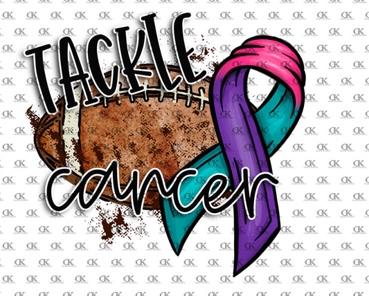 Tackle Cancer with Pink Purple and Teal Ribbon (Direct To Film)