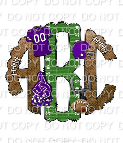 Gridiron with Team Colors Monogram(Sublimation)