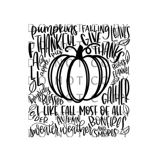 Pumpkin Word Art Single Color (Adult)