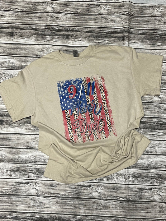 9/11 Never Forget Distressed Flag Full Color (Adult)