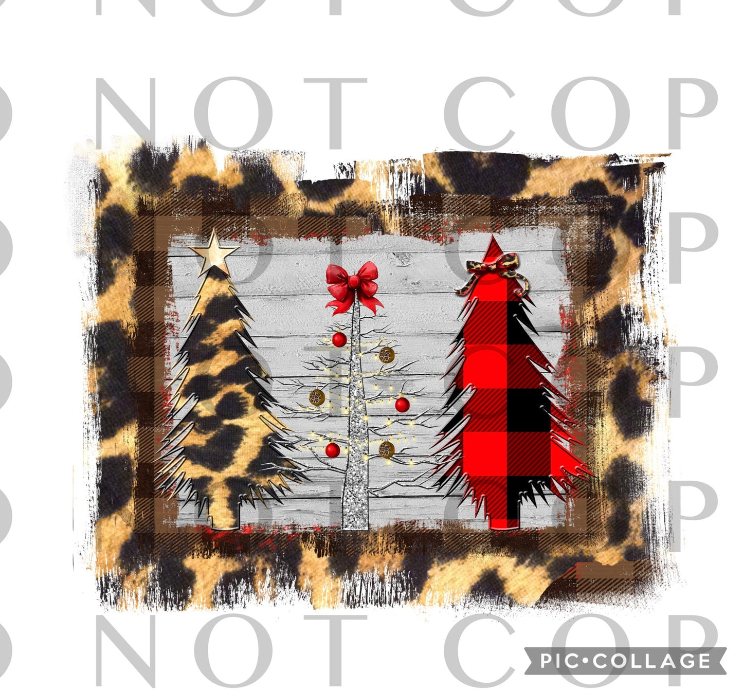 Leopard Frame Leopard and plaid Trees  (Direct To Film)