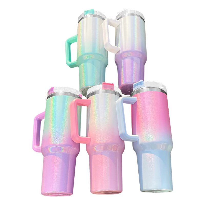 40oz Sublimation Ombre Shimmer Tumbler with Handle
