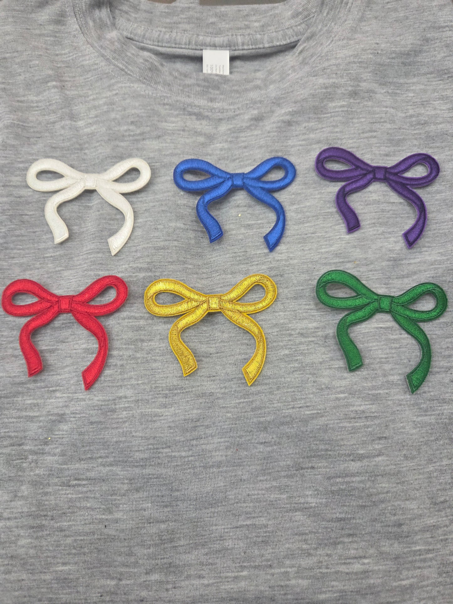 Embroidered bow hat patch