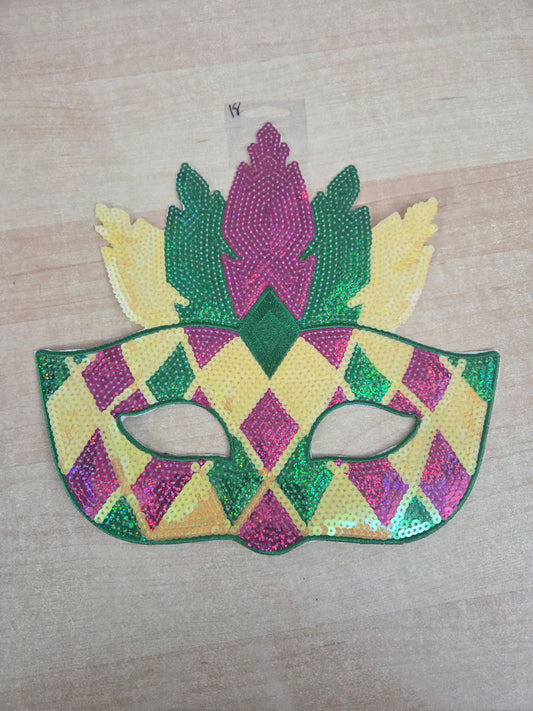 Mardi Gras Diamond Mask - Sequin Patch