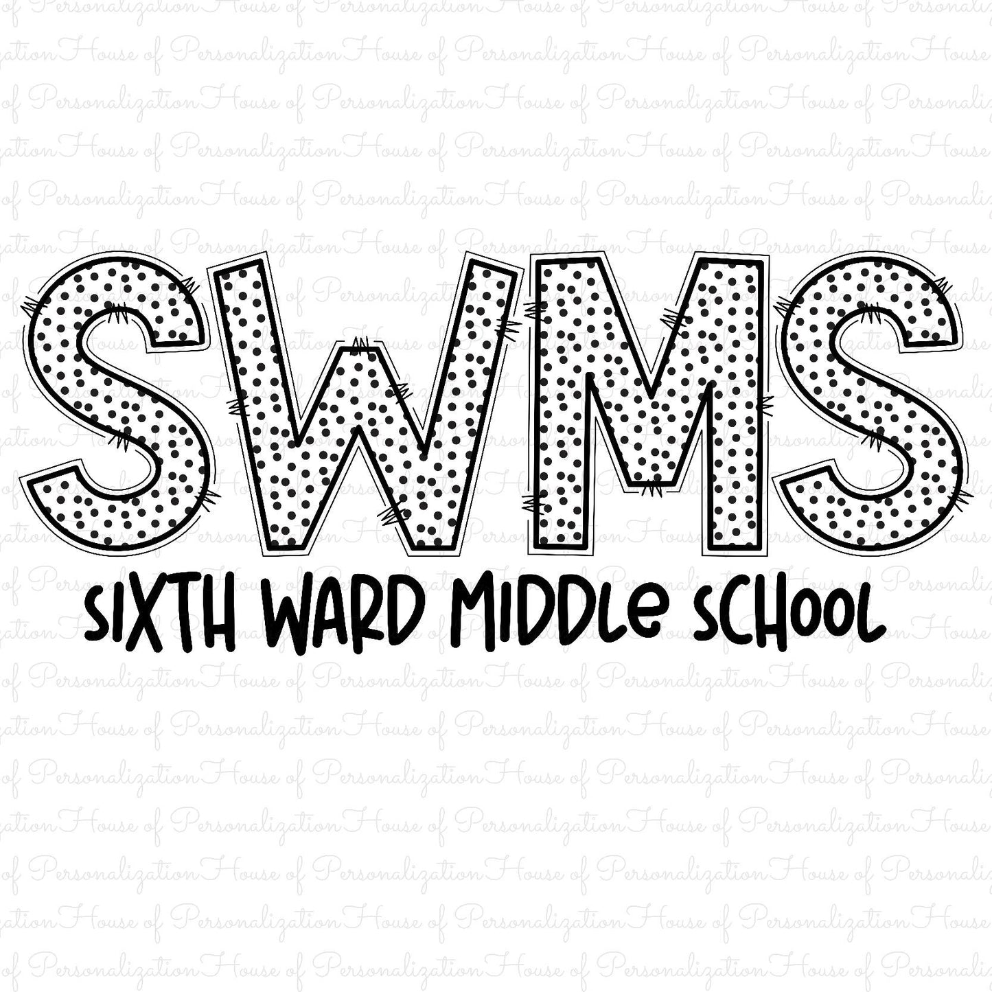 SWMS Doodle Letters Black and White DTF Transfer