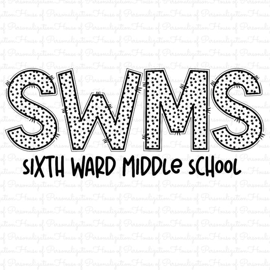 SWMS Doodle Letters Black and White DTF Transfer