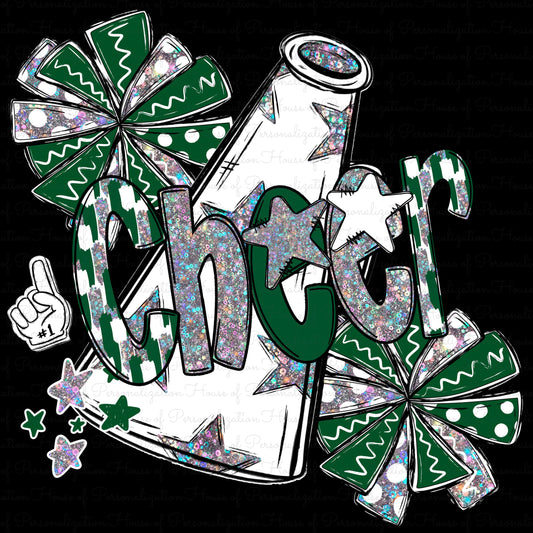 Cheer Holographic Doodle (Green) (Direct To Film)
