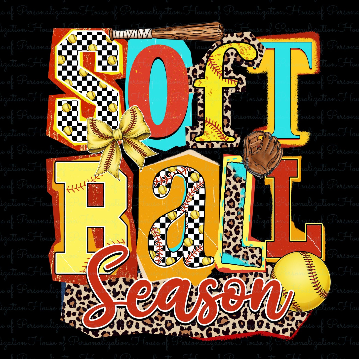 Softball Season Leopard DTF Transfer