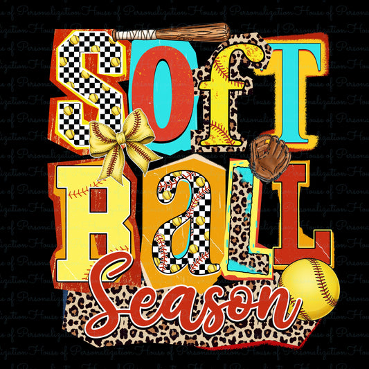 Softball Season Leopard DTF Transfer
