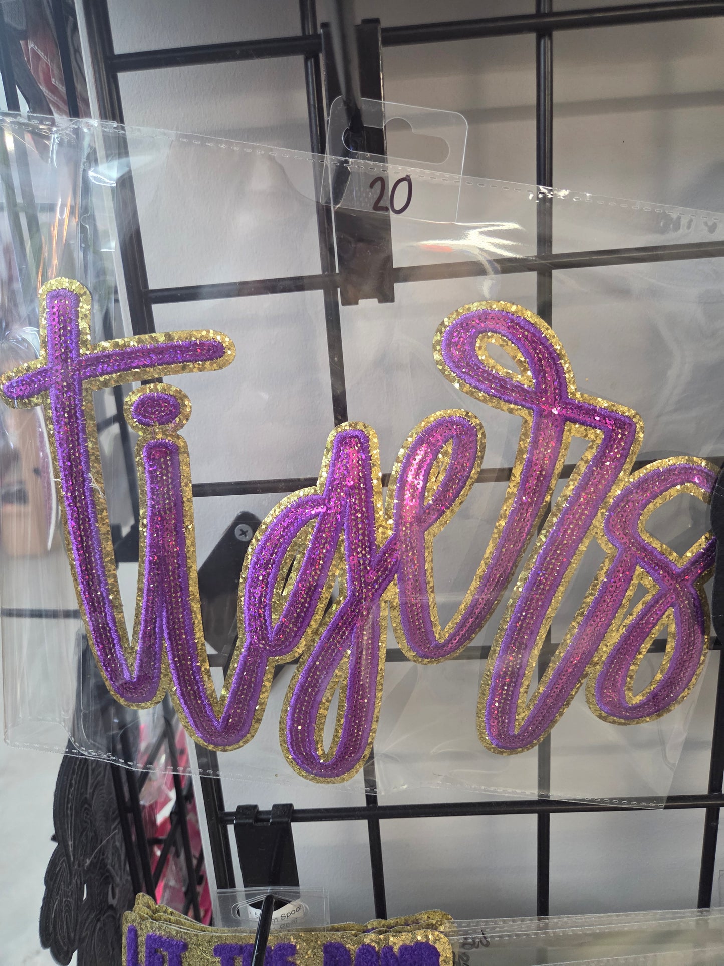 Tigers thin script Sequin Patch