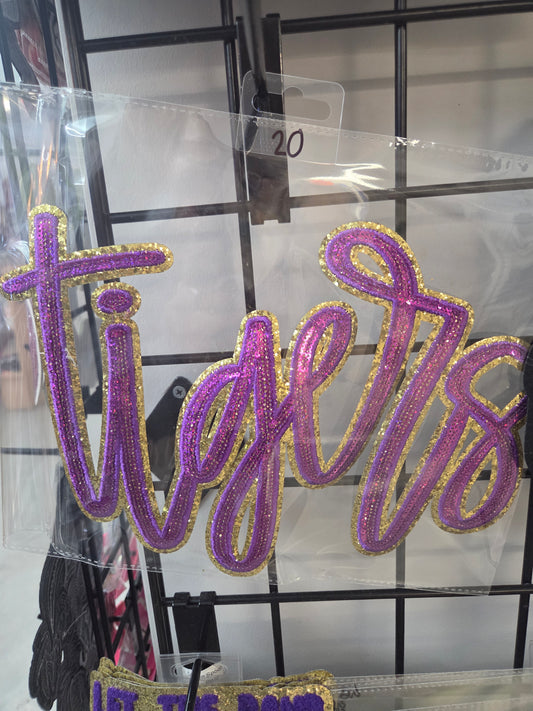 Tigers thin script Sequin Patch