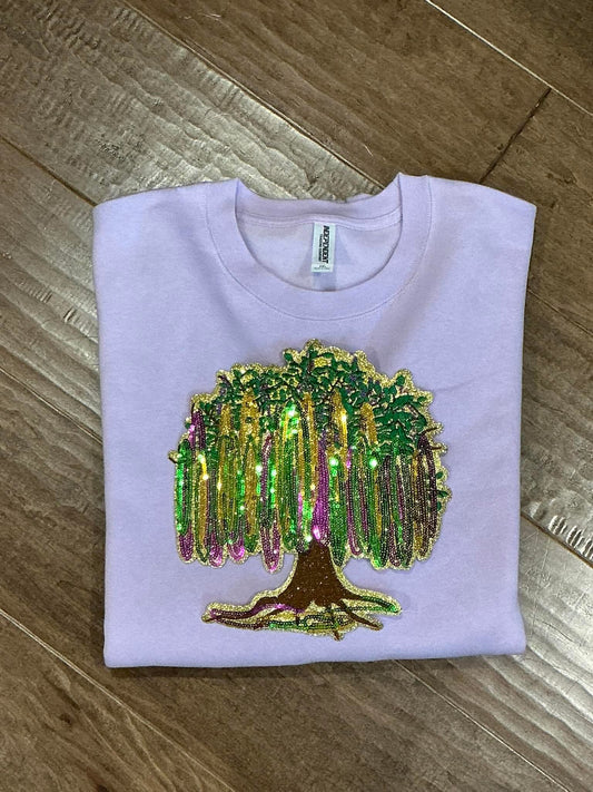 Mardi Gras Bead Tree Sequin Patch