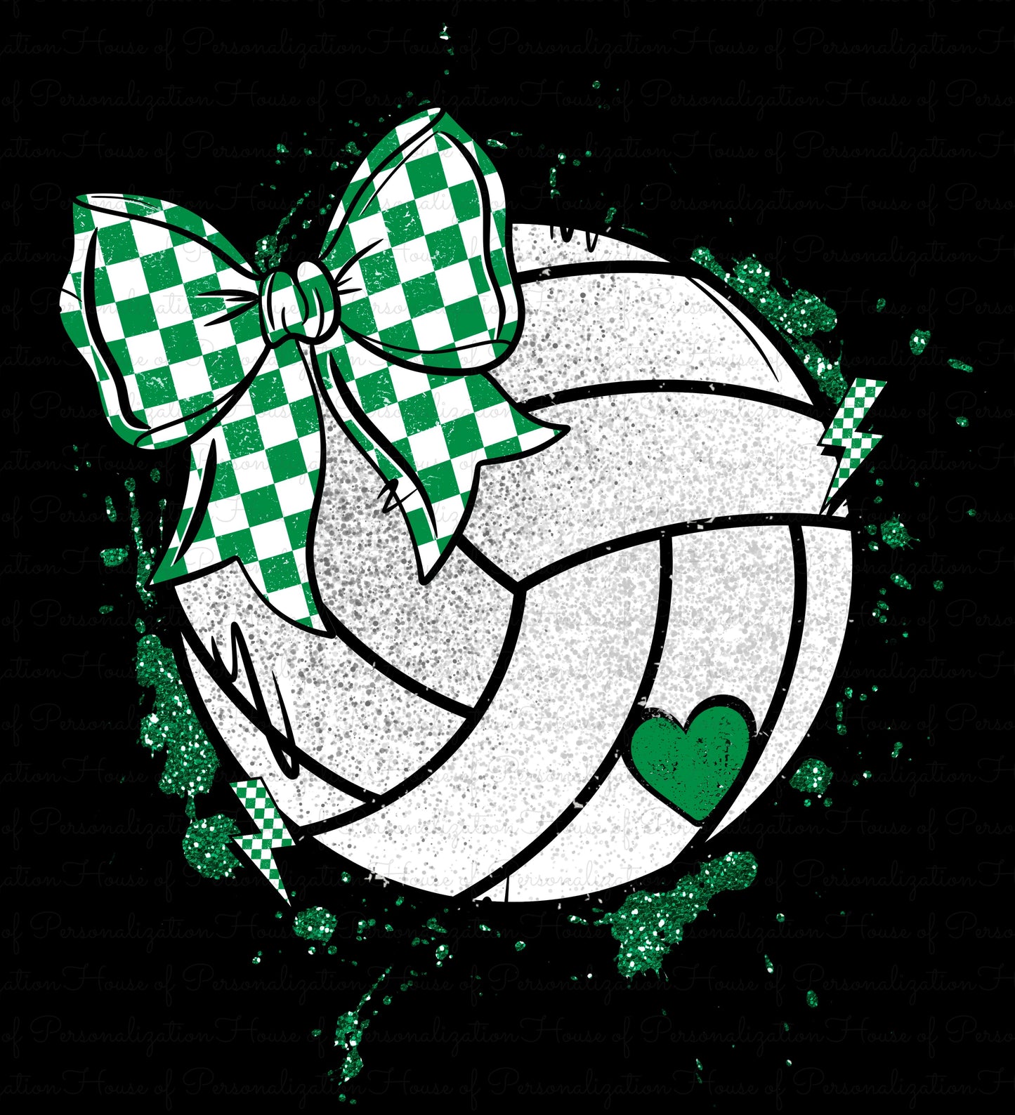 Volleyball Checkered Bow DTF Transfer