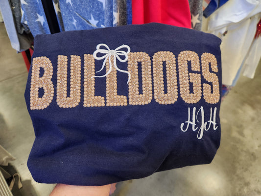 Bulldogs- Bubble Stitched Mascot Bow