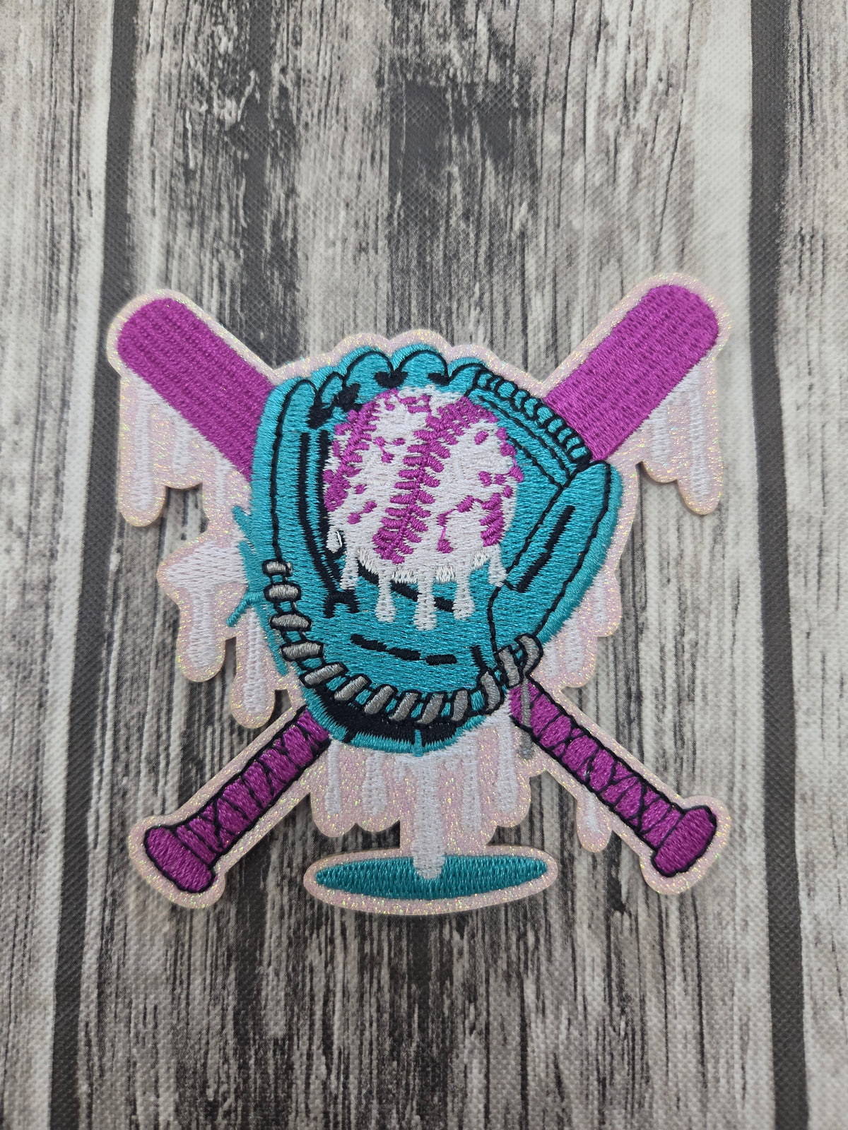 Baseball Glove Drip Embroidered Patch