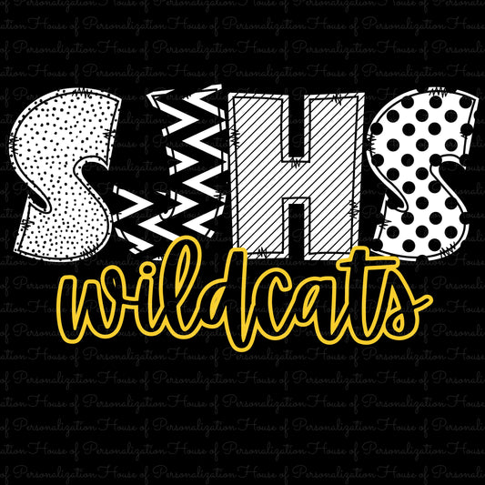 SJHS Doodle Wildcats in Gold (Direct To Film)
