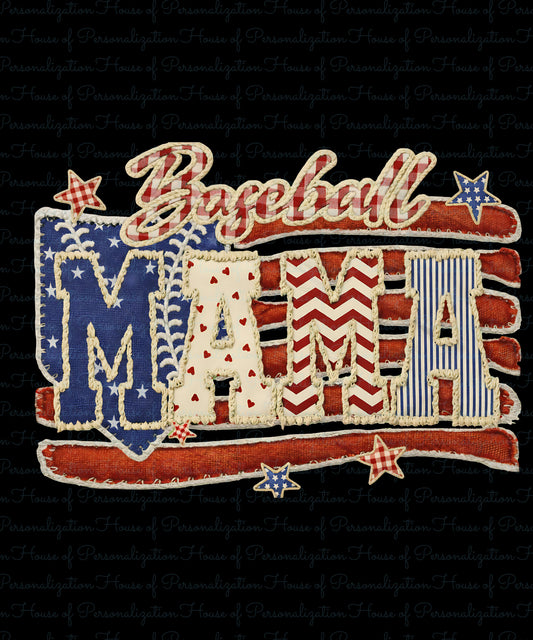 Baseball MAMA Flag DTF Transfer
