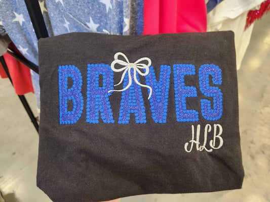 Braves- Bubble Stitched Mascot Bow