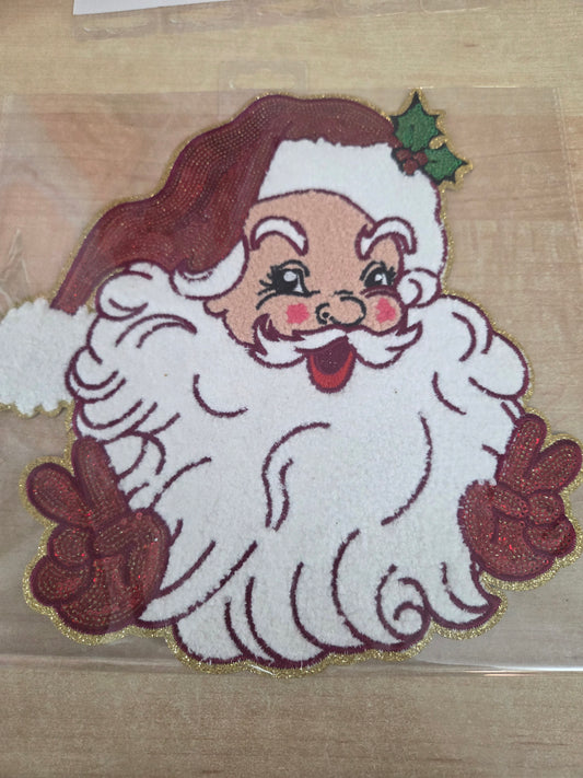 Santa Peace Sign Christmas Patch