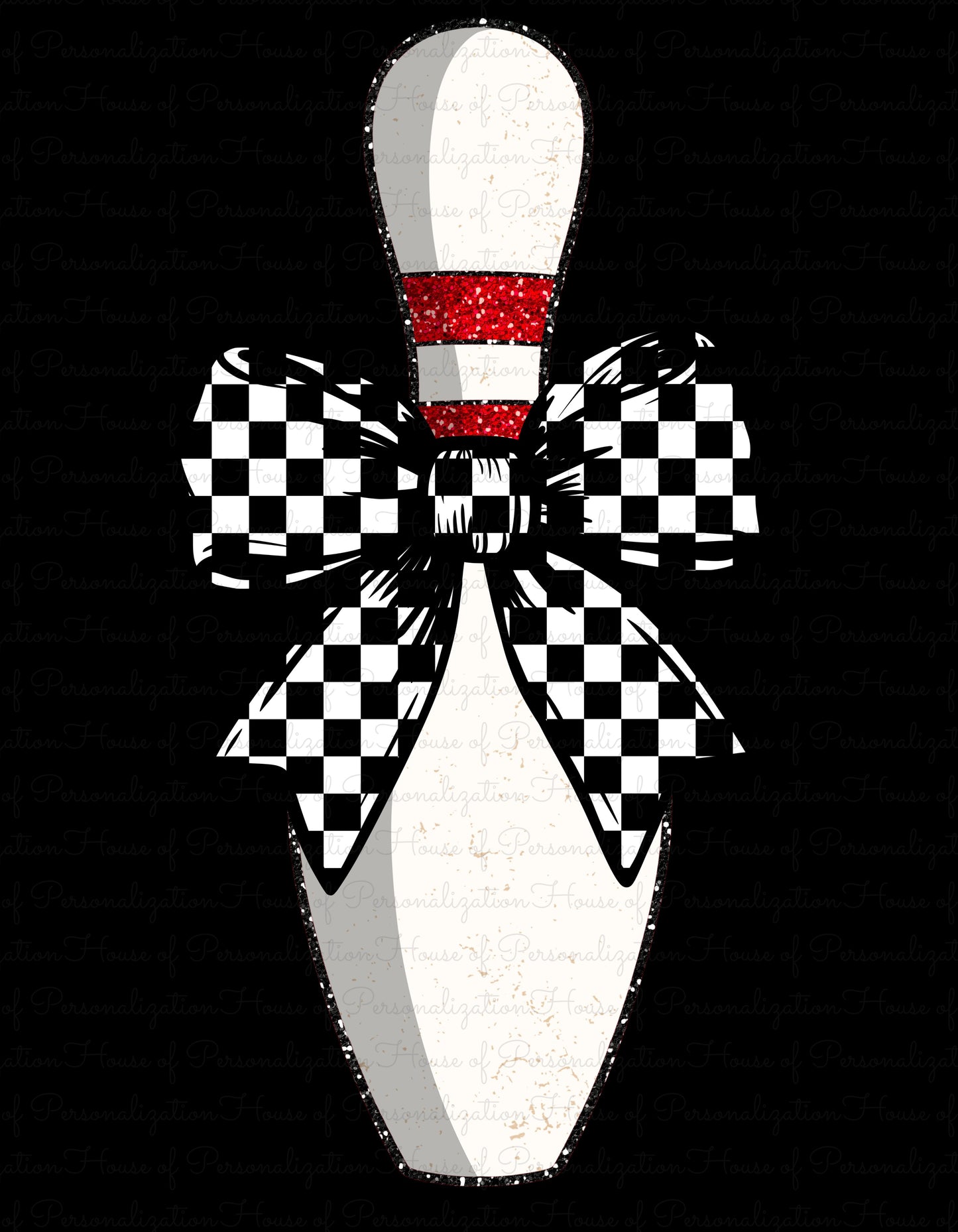 Bowling Pin w/Bow DTF Transfer
