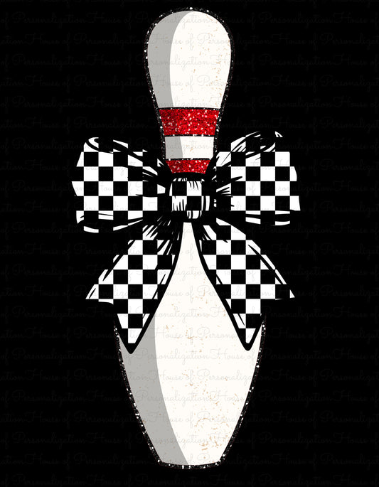 Bowling Pin w/Bow DTF Transfer