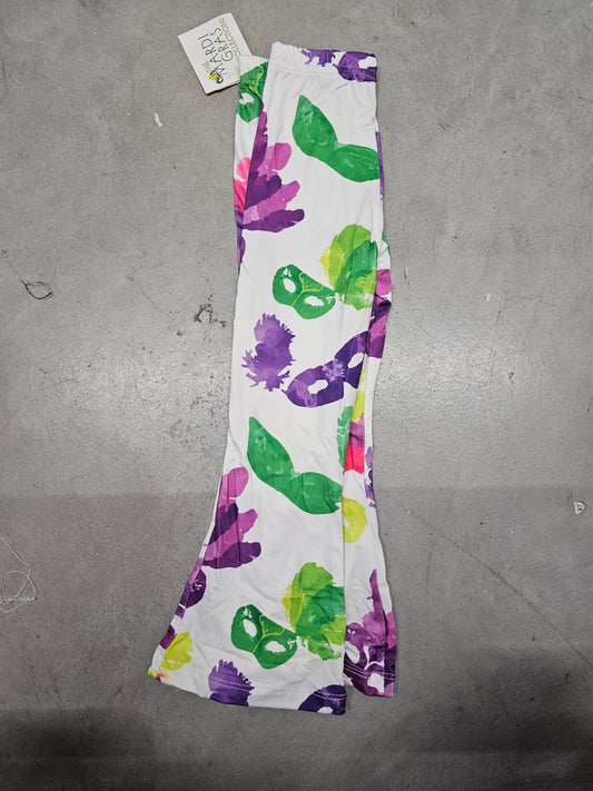 Mardi Gras Feather/Mask Bell Bottom Leggings