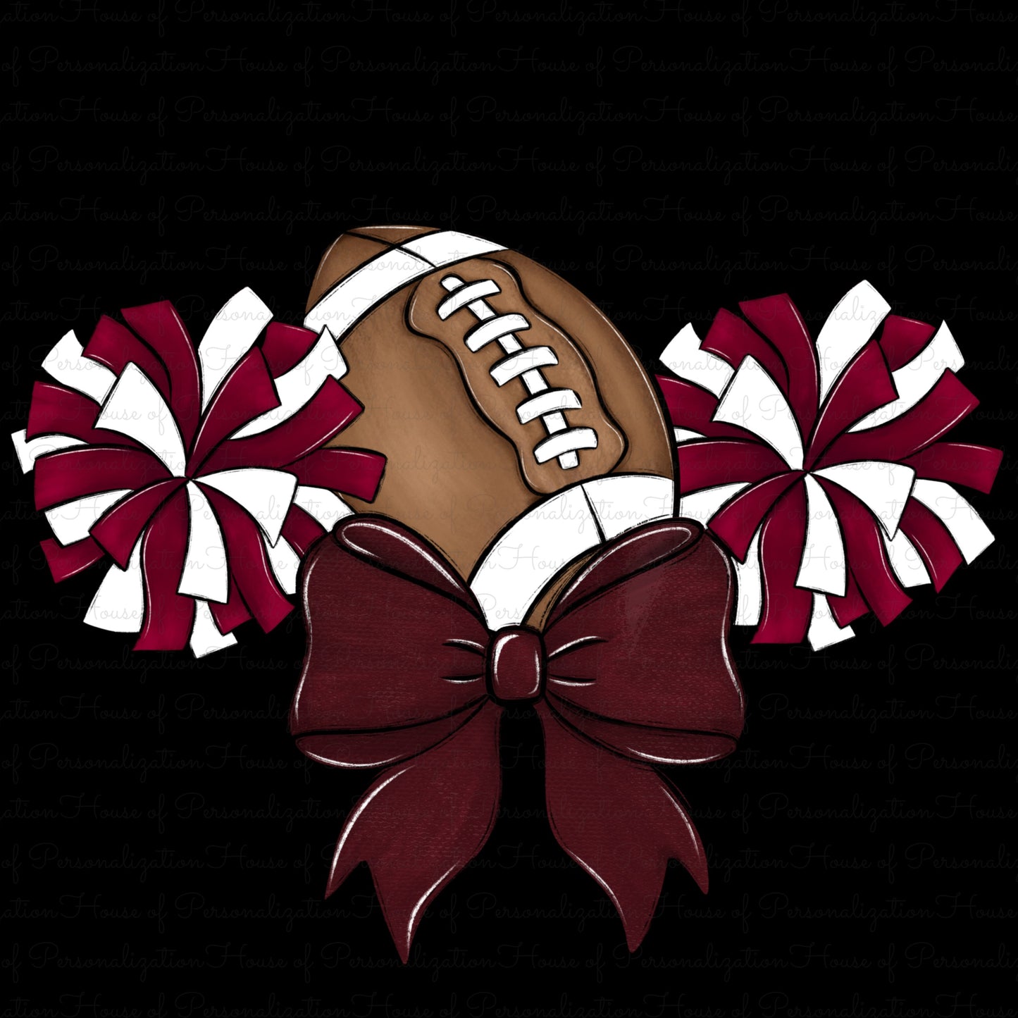 Football, Poms, and a Bow DTF Transfer