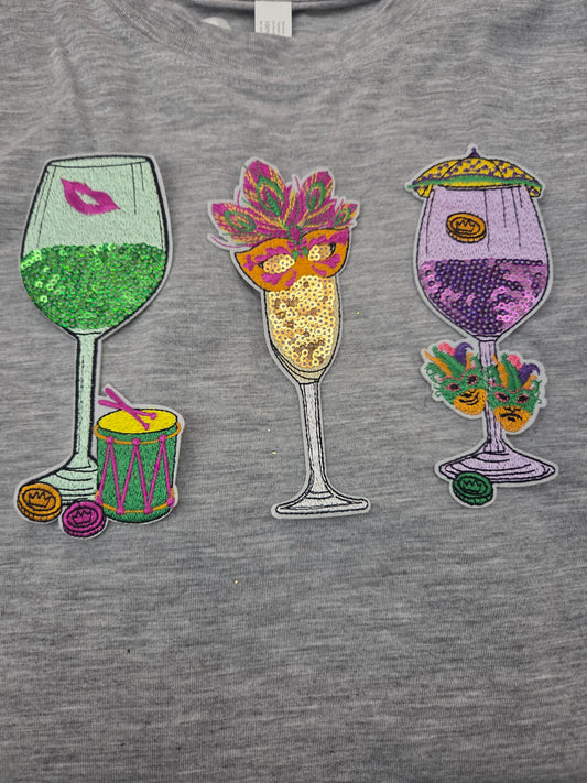 Sequin Mardi Gras Drink Patch (set of 3)
