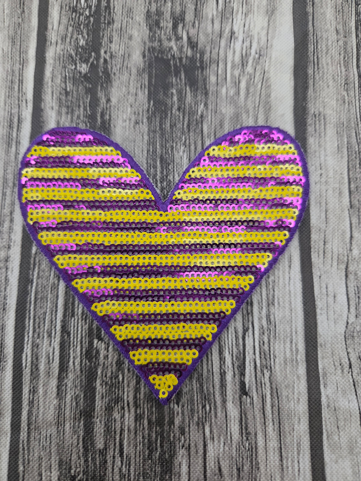 Sequin Stripe Heart Purple and Gold