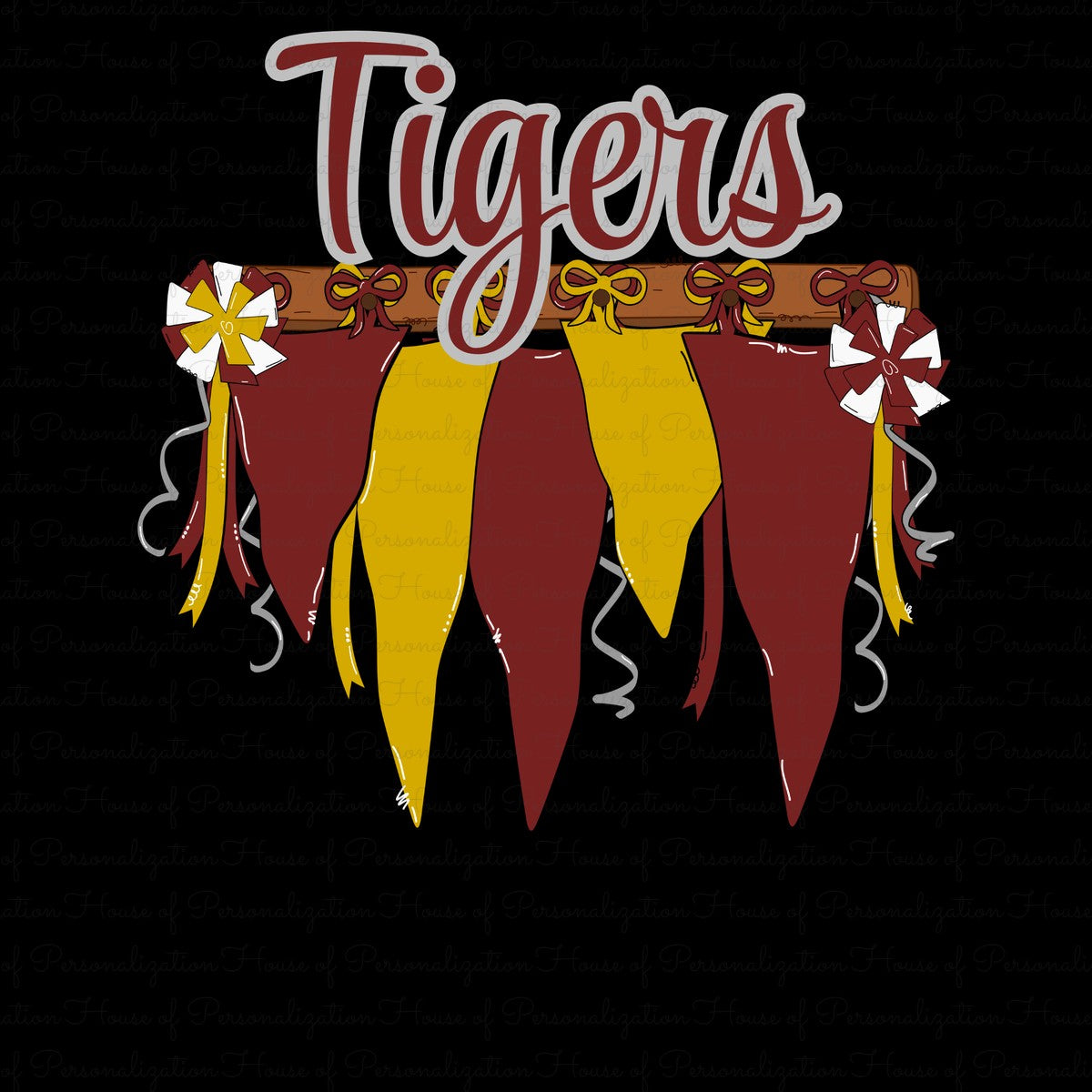 Tigers (Maroon and Gold) Pom Banner (Direct To Film)