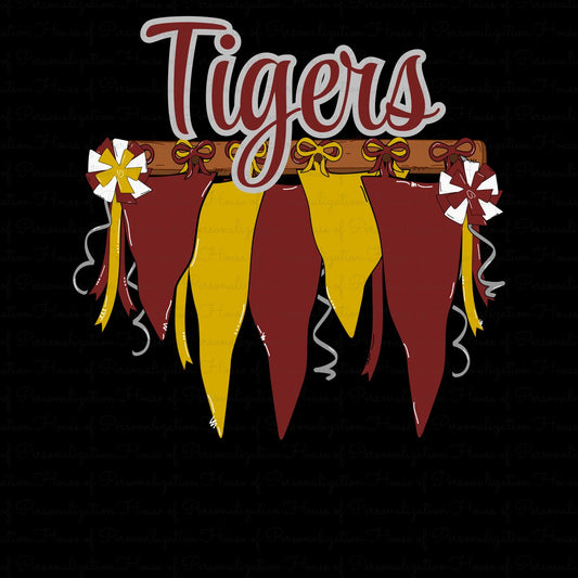 Tigers (Maroon and Gold) Pom Banner (Direct To Film)