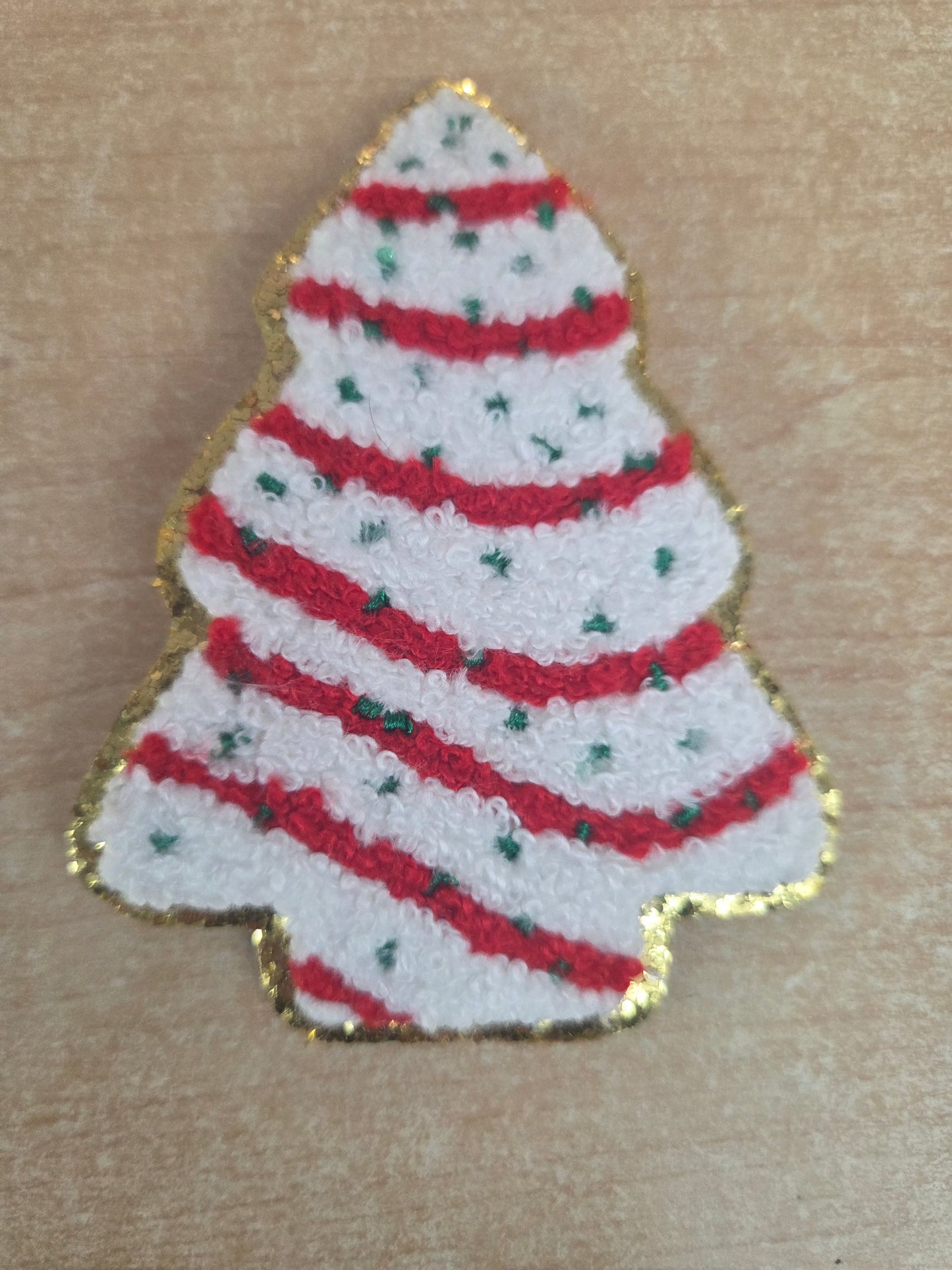 Adhesive Christmas Tree Snack  Chenille Patch