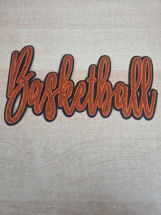 Sequin Basketball Word Patch