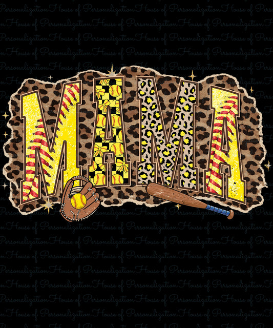 Mama Softball Cheetah DTF Transfer