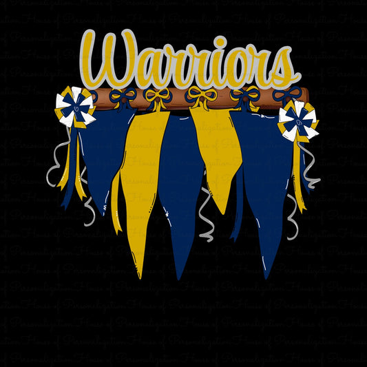 Warriors (Navy and Gold) Pom Banner (Direct To Film)
