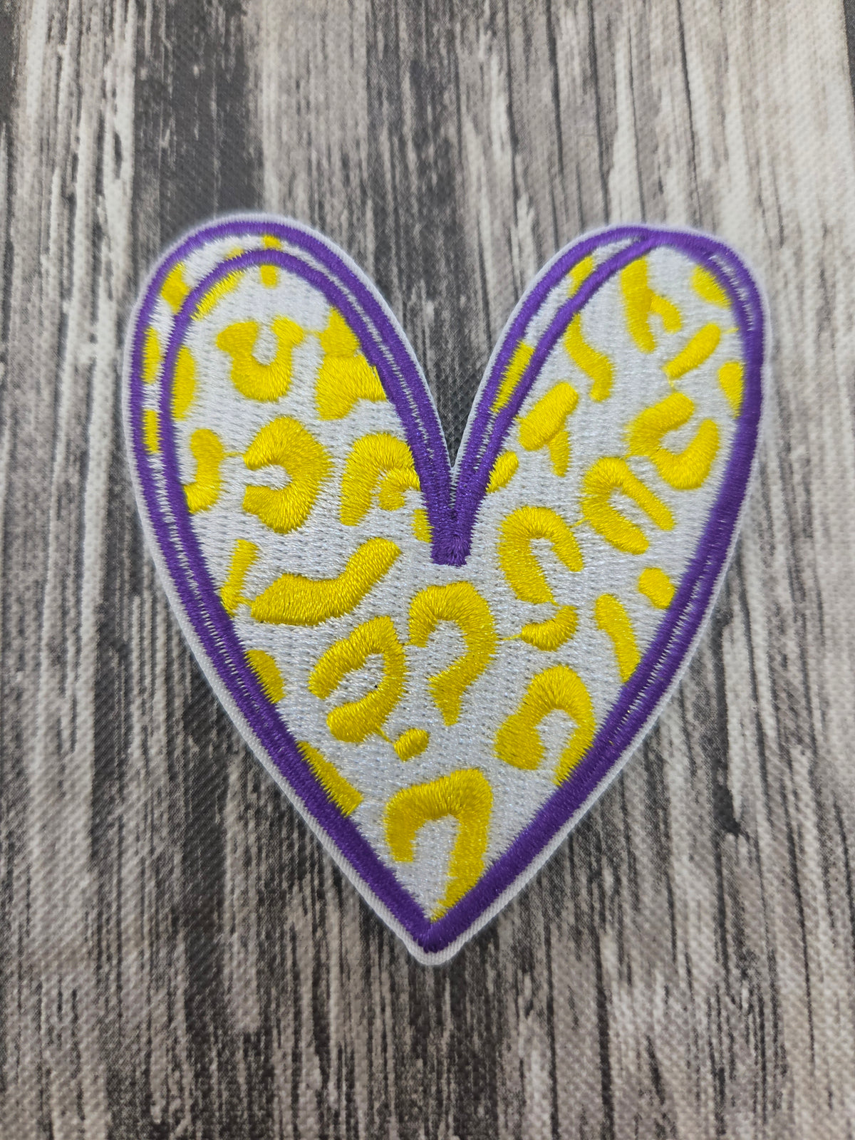 Leopard Printed Heart Embroidered Patch