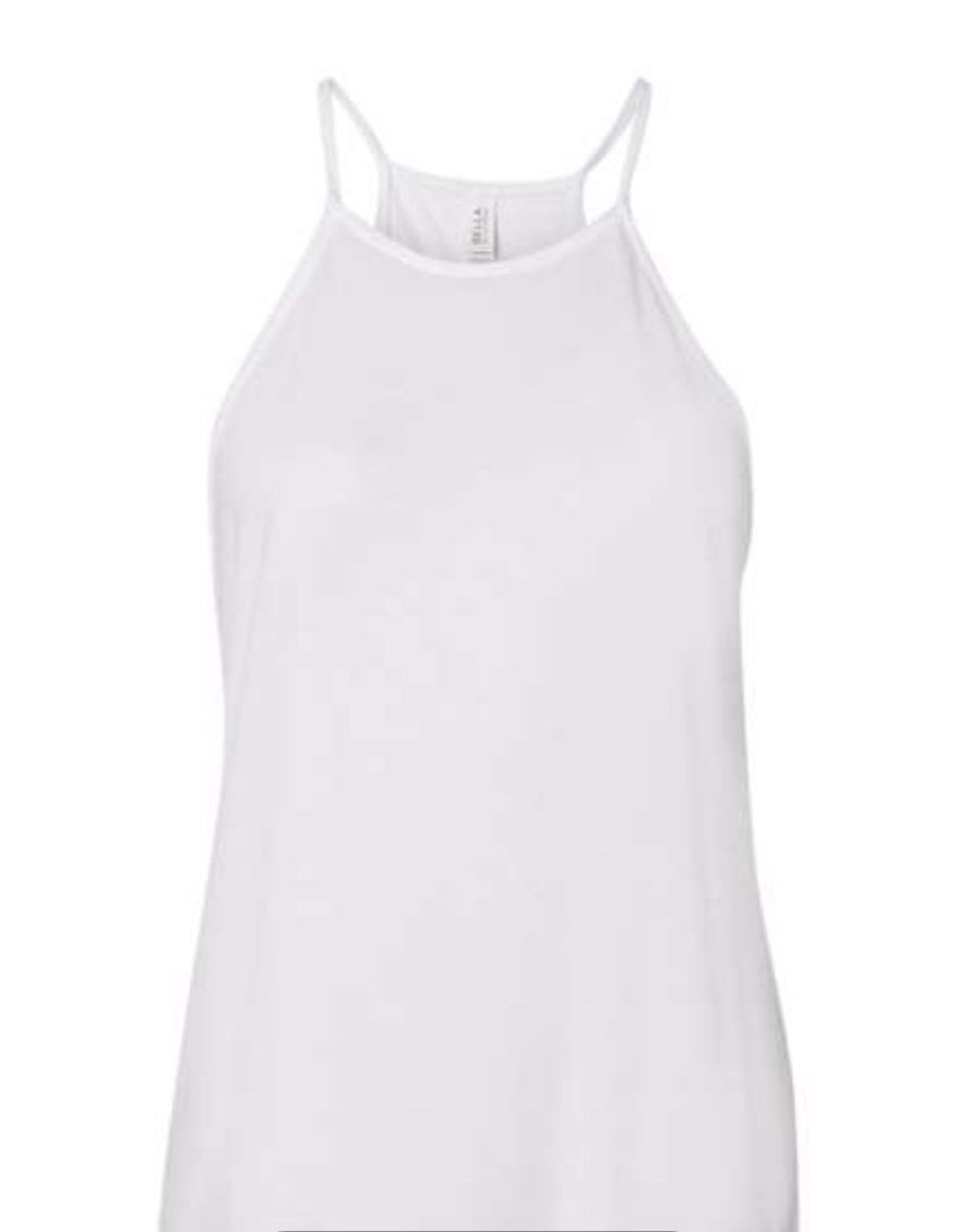 White- BELLA + CANVAS - Women's Flowy High-Neck Tank