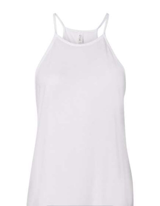 White- BELLA + CANVAS - Women's Flowy High-Neck Tank