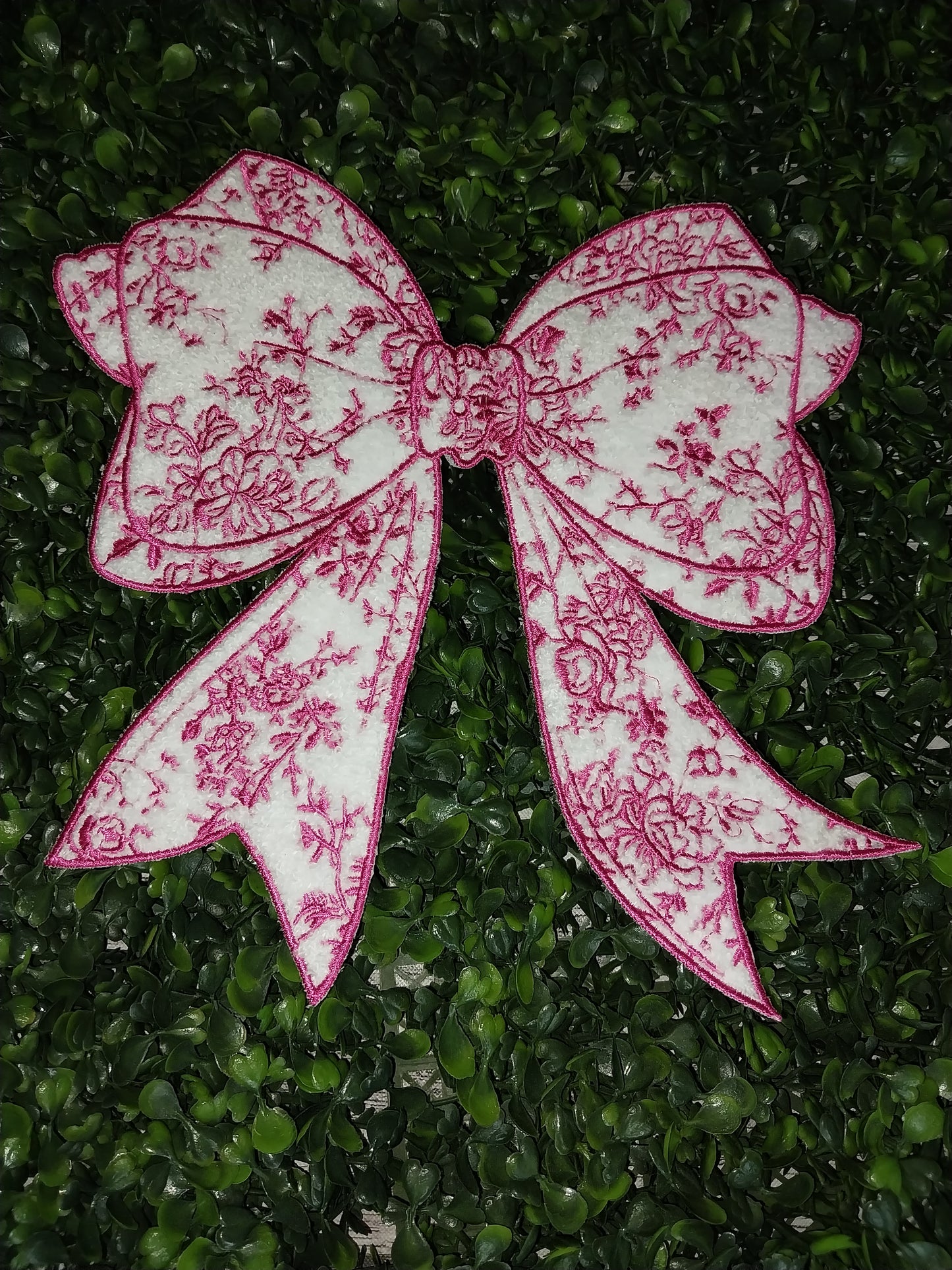 Pink Floral Embroidered/Chenille Patch