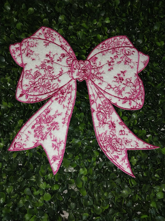 Pink Floral Embroidered/Chenille Patch