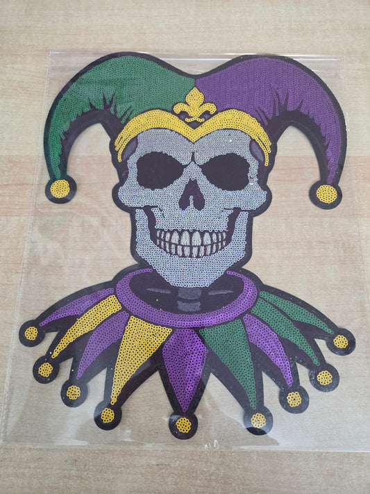 Sequin Skull Mardi Gras Patch