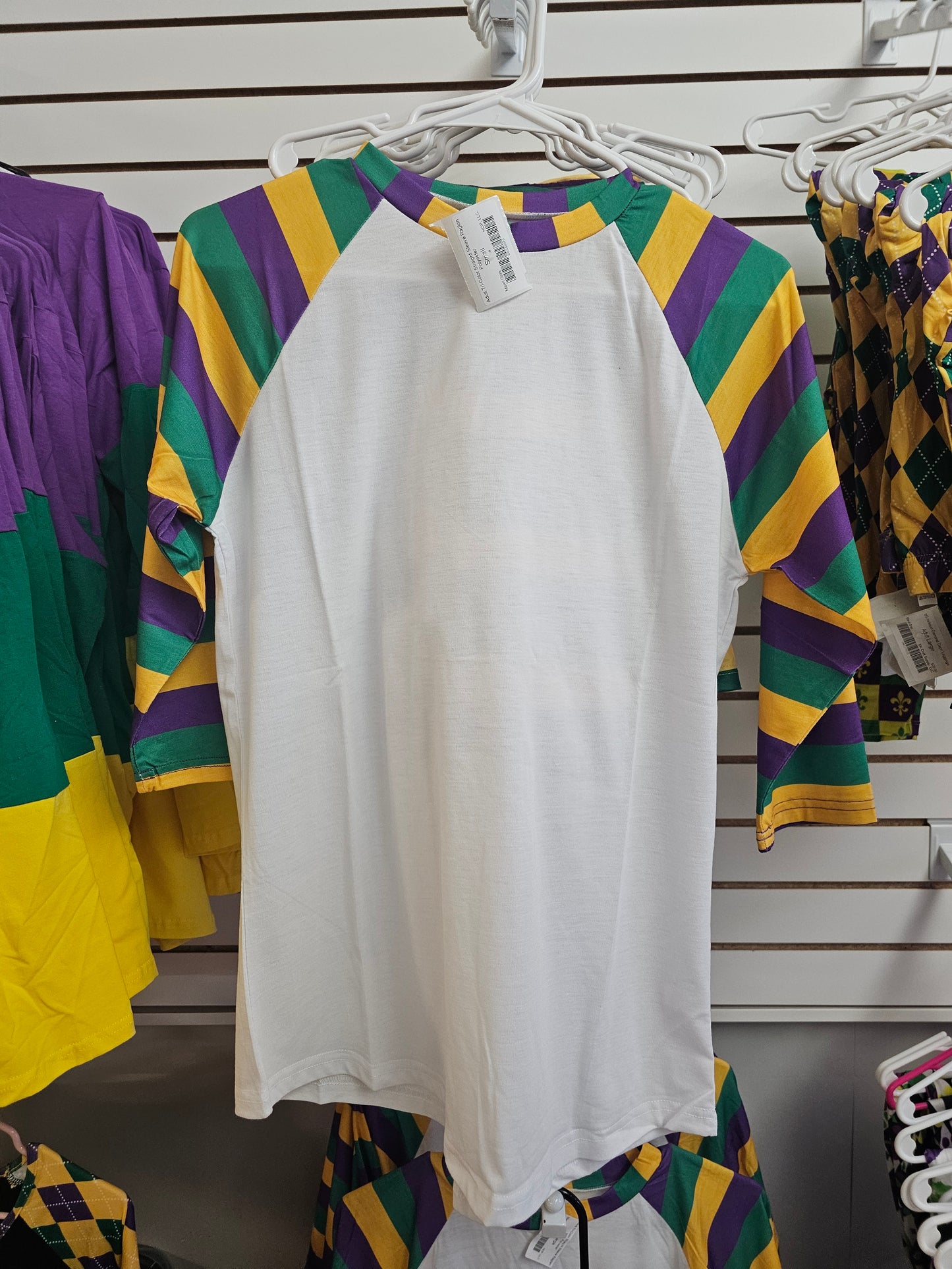 Mardi Gras Tri-Color Striped Raglan Polyester