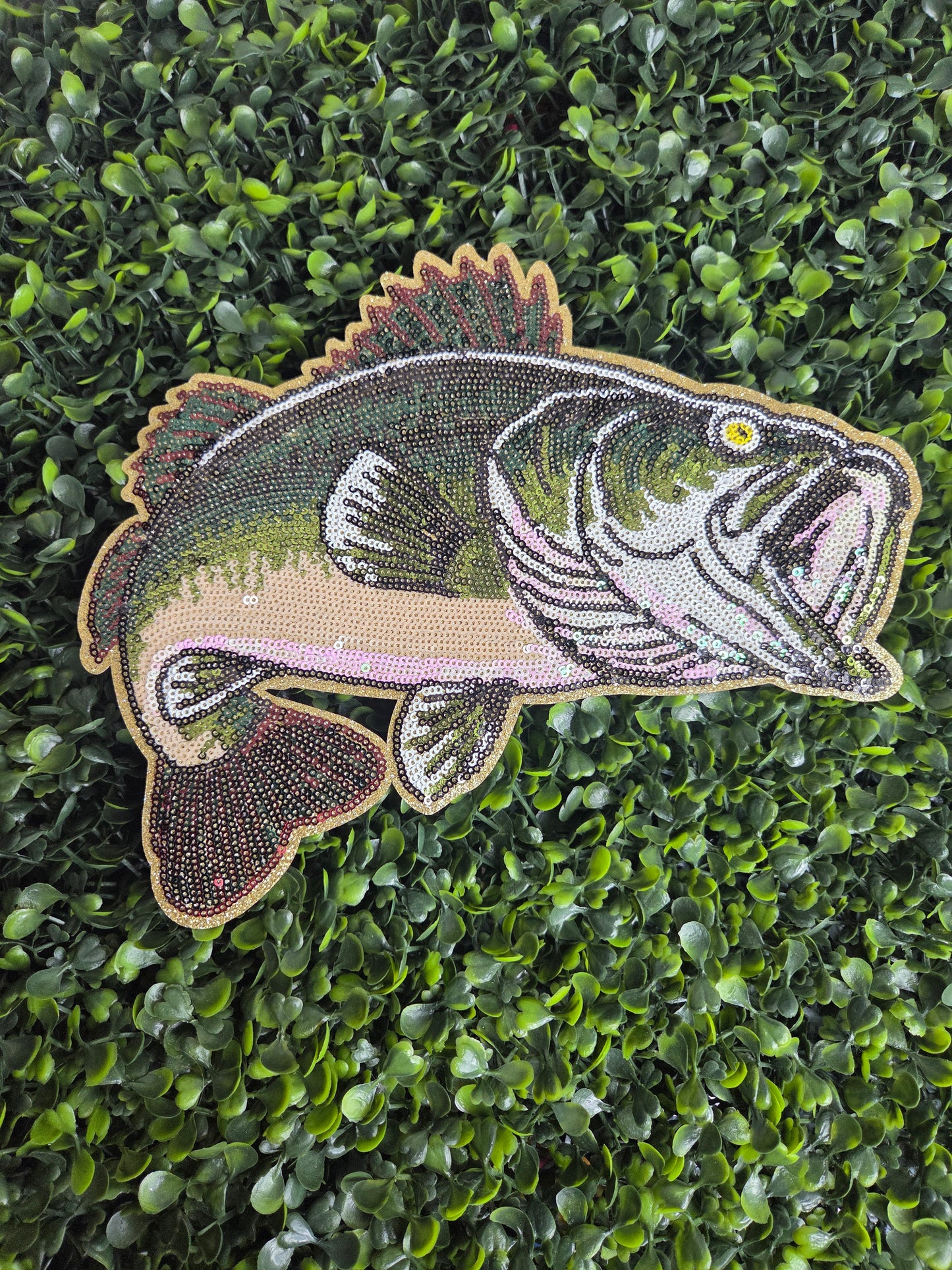 Bass Fish Sequin Patch