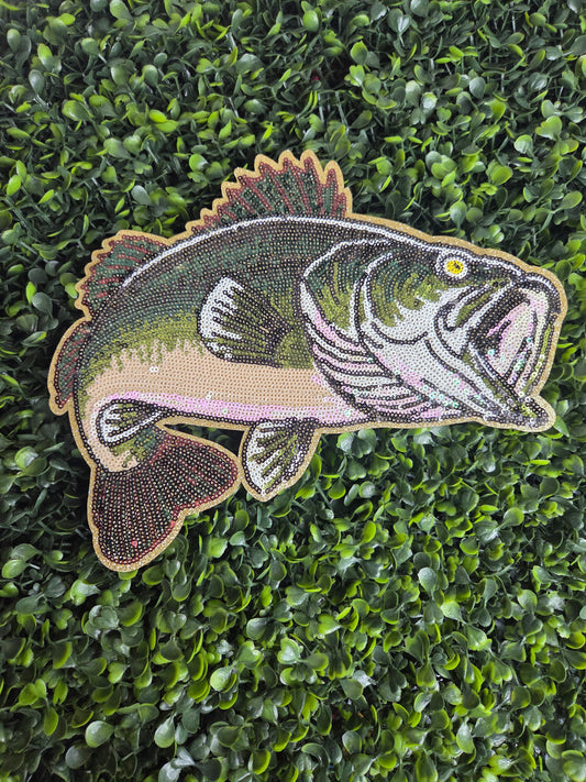 Bass Fish Sequin Patch