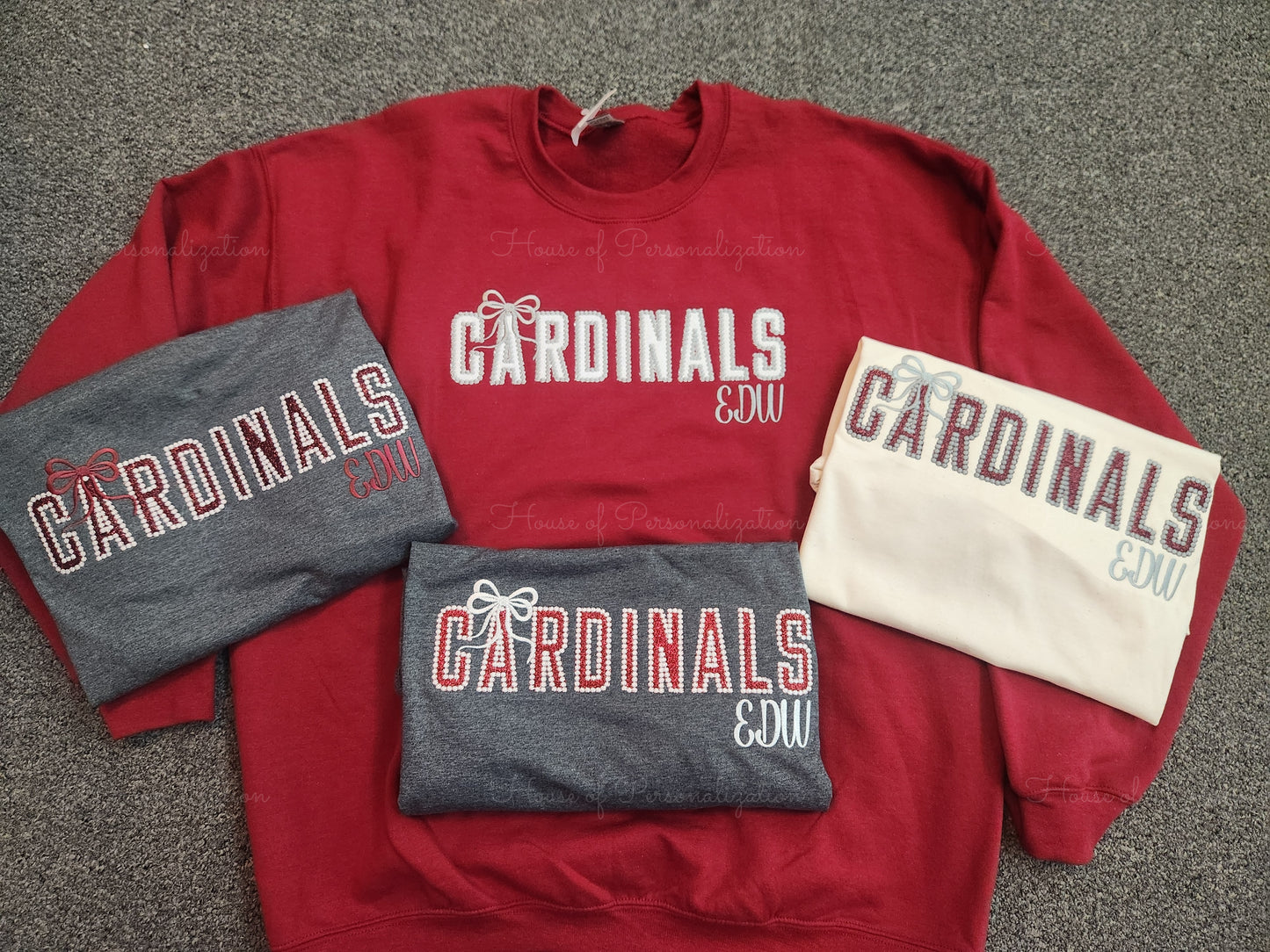 Cardinals- Bubble Stitched Mascot Bow Shirt
