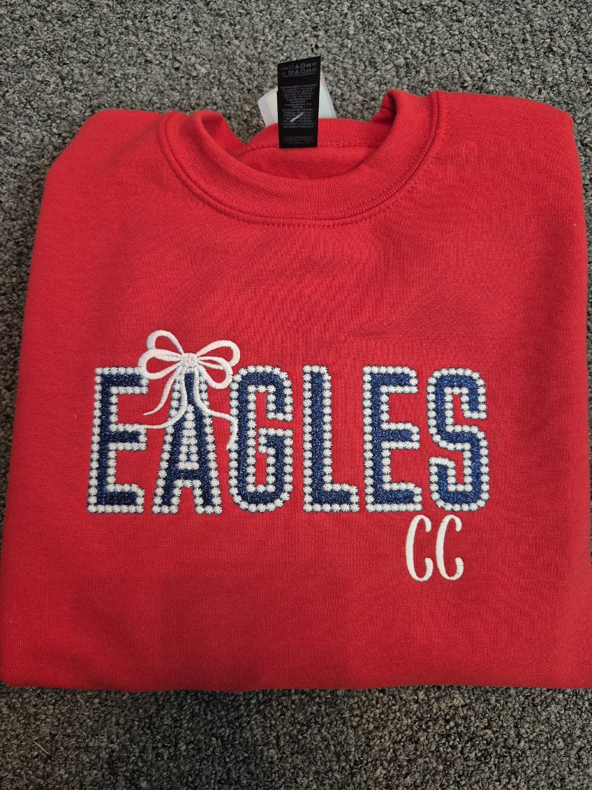 Eagles- Bubble Stitched Mascot Bow Shirt