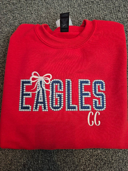 Eagles- Bubble Stitched Mascot Bow Shirt