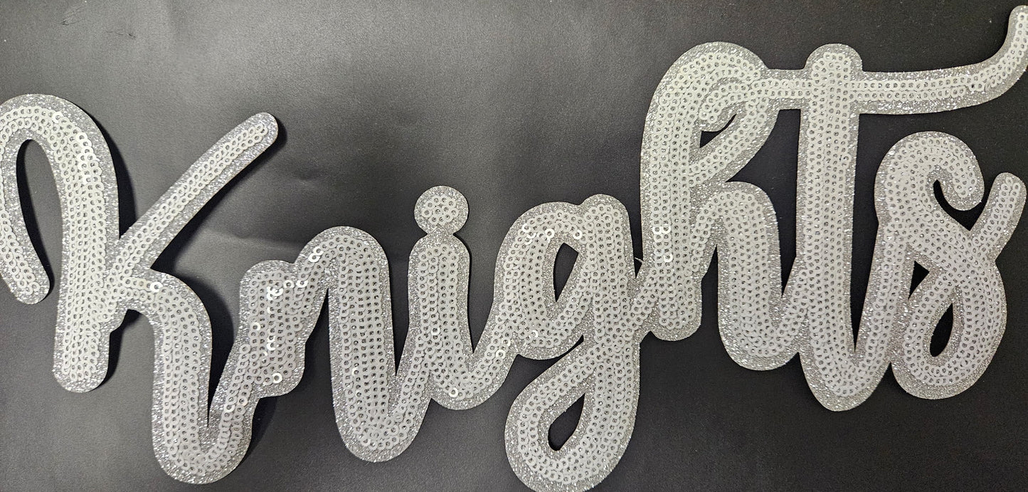 White Sequin Mascot Patch