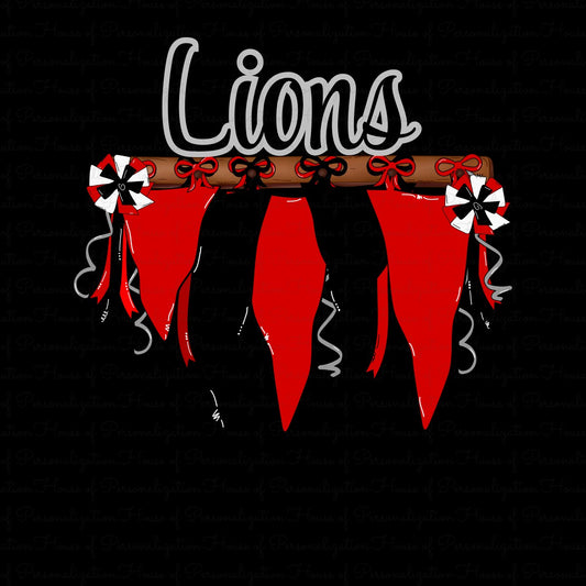 Lions (Red and Black) Pom Banner (Direct To Film)