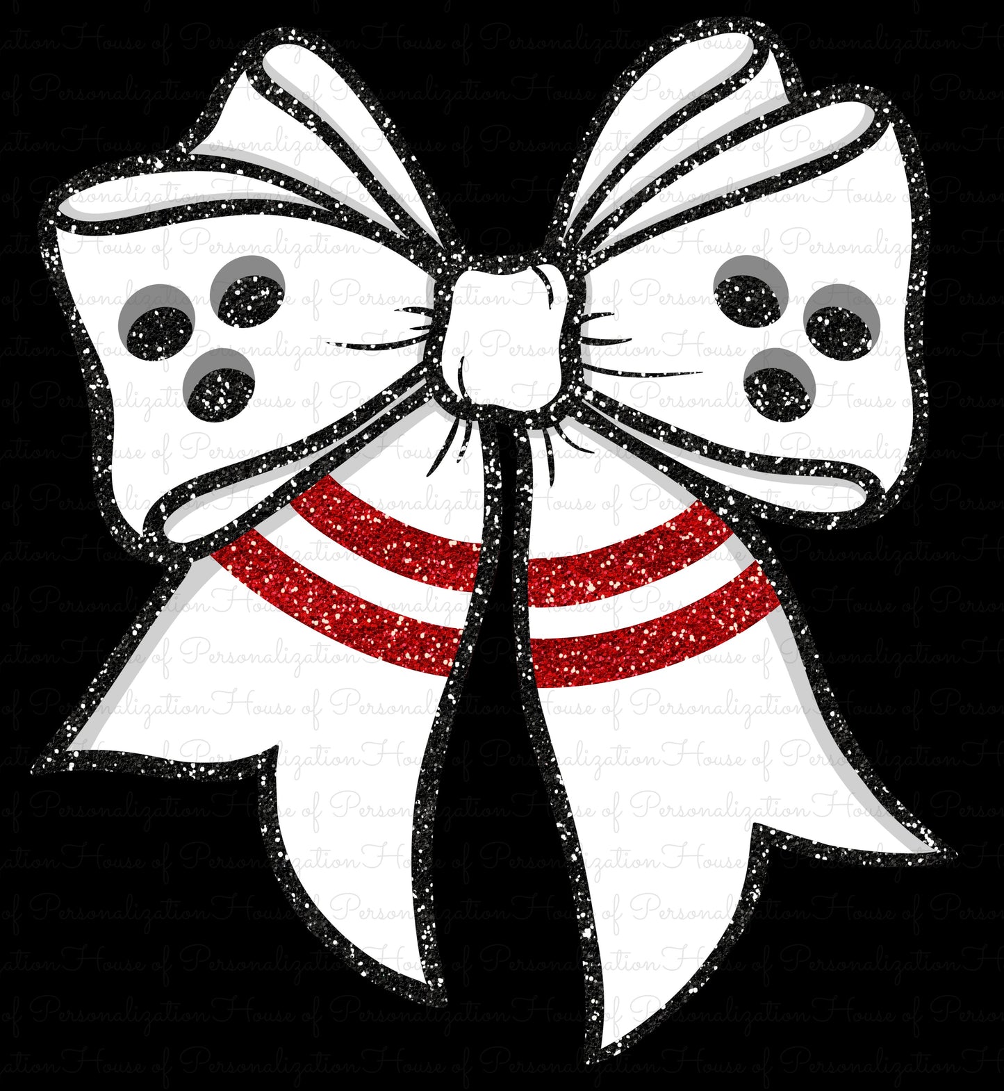 Faux Glitter Bowling Bow DTF Transfer